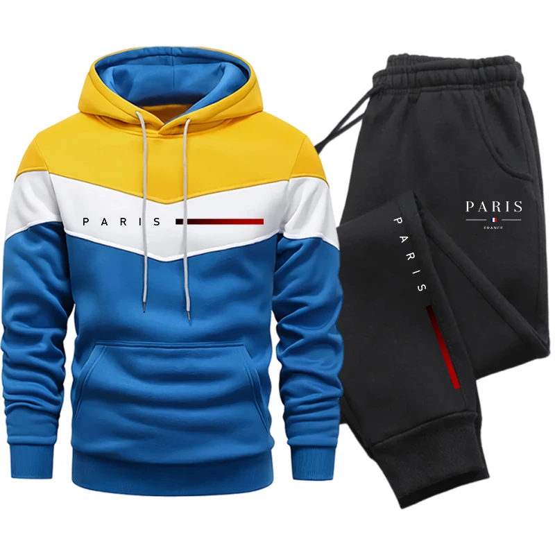 Winter Clothing For Men - 남성 트레이닝복 캐주얼 후드티 삼색 배색