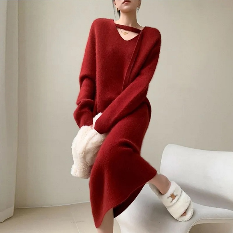 Winter Clothing H&M - 여성용 스웨터 원피스, 캐주얼 핑크, 우아한