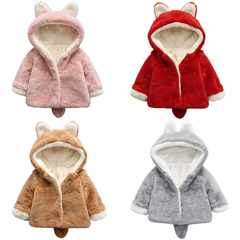 Winter Clothing Toddler Girl - 귀여운 고양이 귀 봉제 아기 재킷,