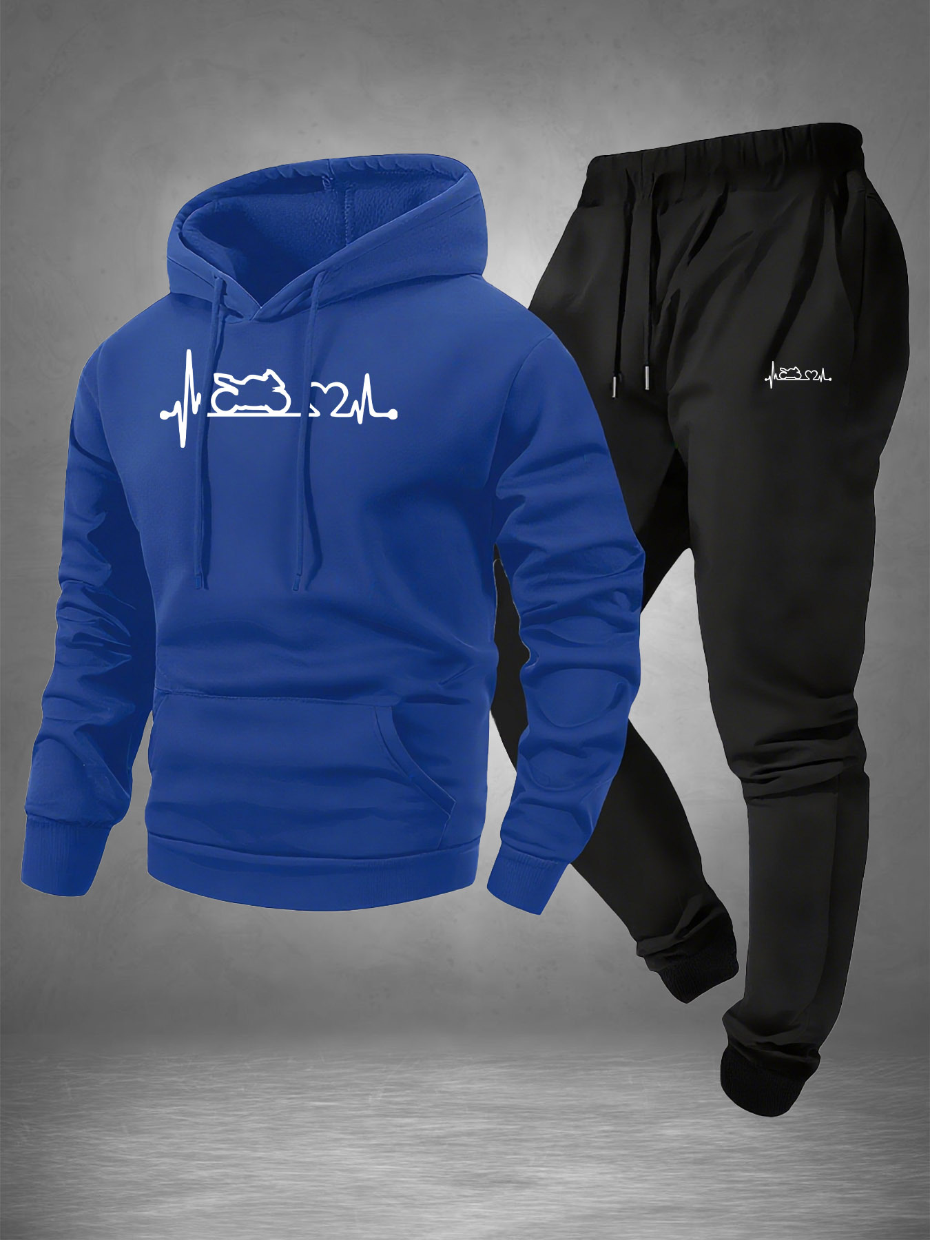남성용 2피스 오토바이 심박수 라인 프린트 트랙수트 E - Winter Clothing For Men 리뷰 및 가격