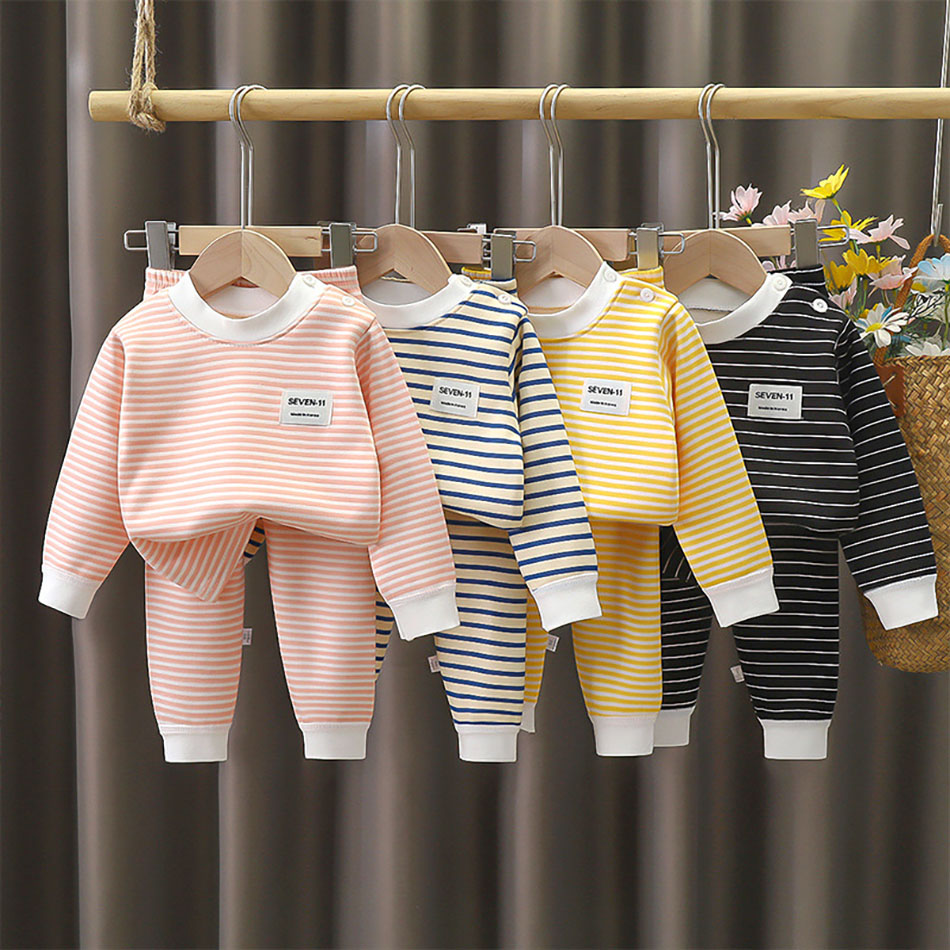 플리스 안감 아기 의류 세트 따뜻한 줄무늬 속옷 잠옷  - Winter Clothing Toddler Girl 리뷰 및 가격