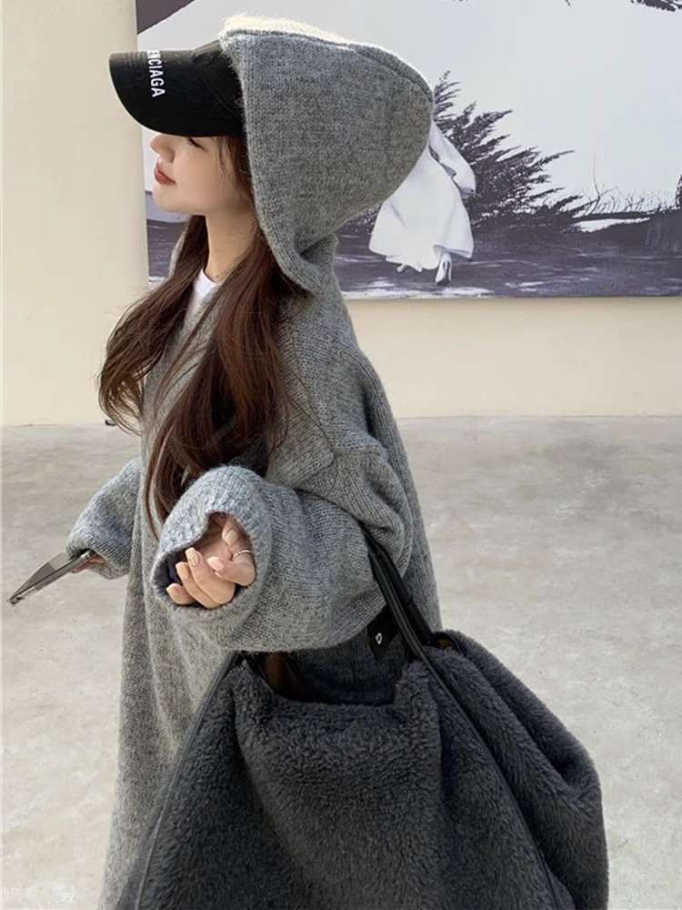 한국 스타일 후드 캐시미어 스웨터, 원피스 루즈한 여성 - Winter Clothing H&M 리뷰 및 가격