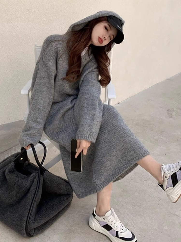 한국 스타일 후드 캐시미어 스웨터, 원피스 루즈한 여성 - Winter Clothing H&M 리뷰 및 가격