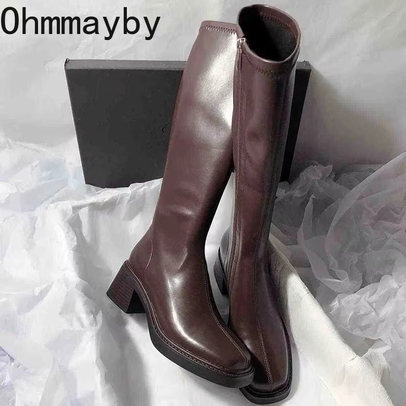 빈티지 두꺼운 뒤꿈치 여성 무릎 높은 부츠 패션 사이드 - Winter Clothing Korea 리뷰 및 가격