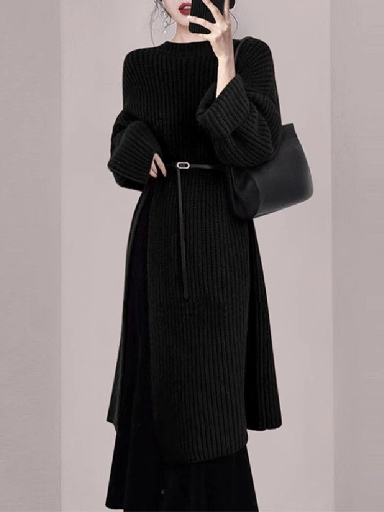 여성 우아한 레드 니트 드레스 가을 겨울 긴팔 미디 오 - Winter Clothing H&M 리뷰 및 가격