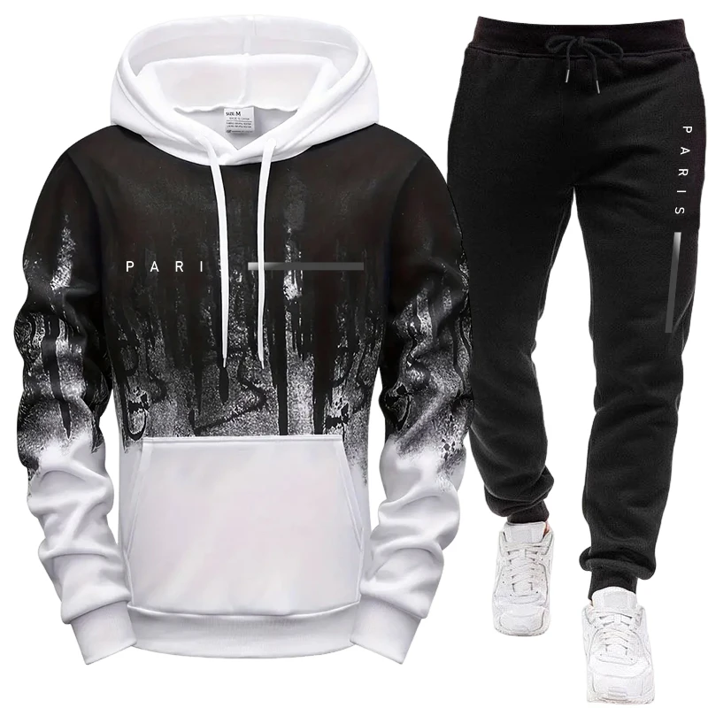 남성 세트/후드티/바지 파리 신상 캐주얼 후드 트랙수트 - Winter Clothing For Men 리뷰 및 가격