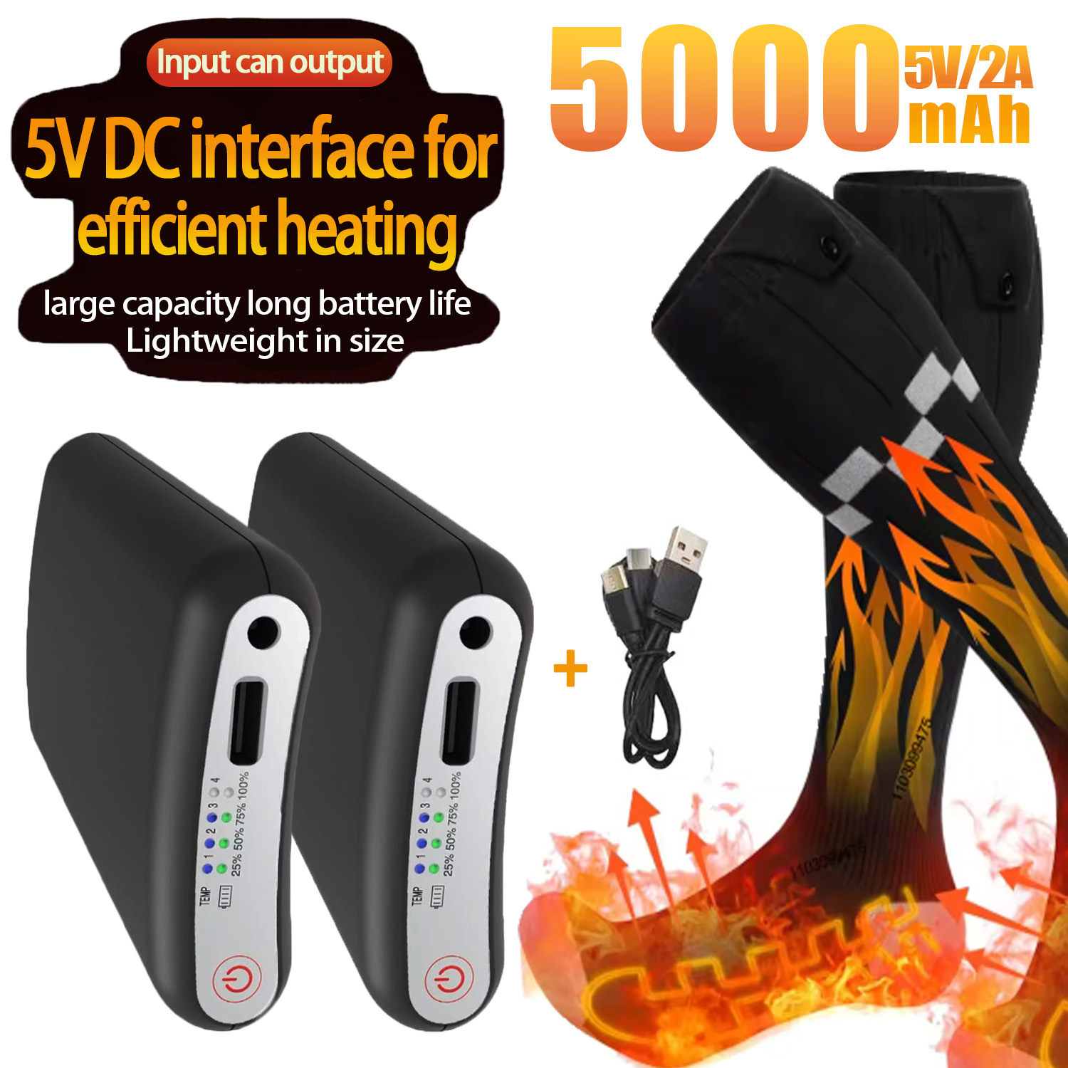 내구성 5000mAh 5V 배터리 앱 제어 가열 양말  - Heated Insole Rechargeable 리뷰 및 가격